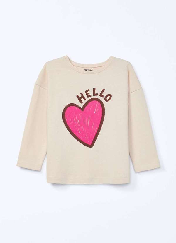 Hering - Blusa Infantil Menina Comfort Decote Redondo Estampada Nude