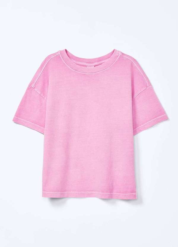Hering - Blusa Infantil Menina Decote em Ribana Oversized Rosa 2