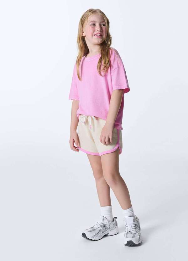 Hering - Blusa Infantil Menina Decote em Ribana Oversized Rosa 4