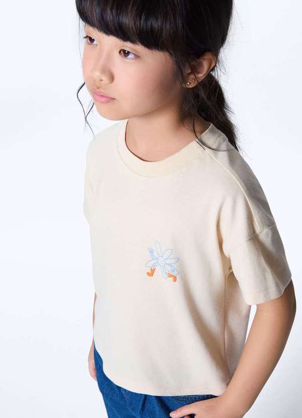 Hering - Blusa Infantil Menina Estampa em Relevo Nude