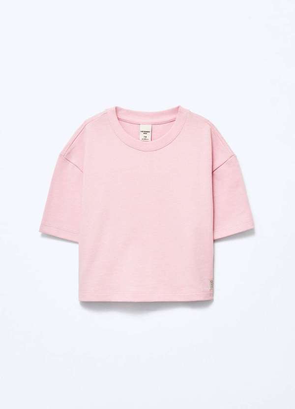 Hering - Blusa Infantil Menina Oversized em Malha Binada Rosa 2