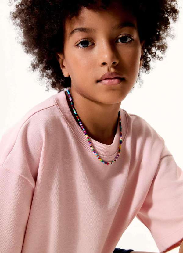 Hering - Blusa Infantil Menina Oversized em Malha Binada Rosa 3