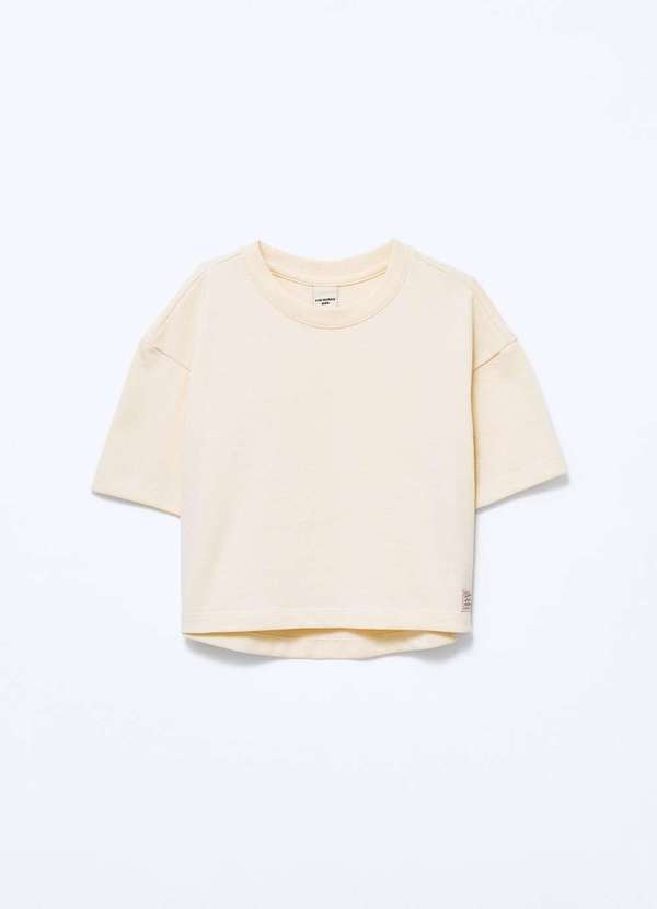 Hering - Blusa Infantil Menina Oversized em Malha Binada Bege 2