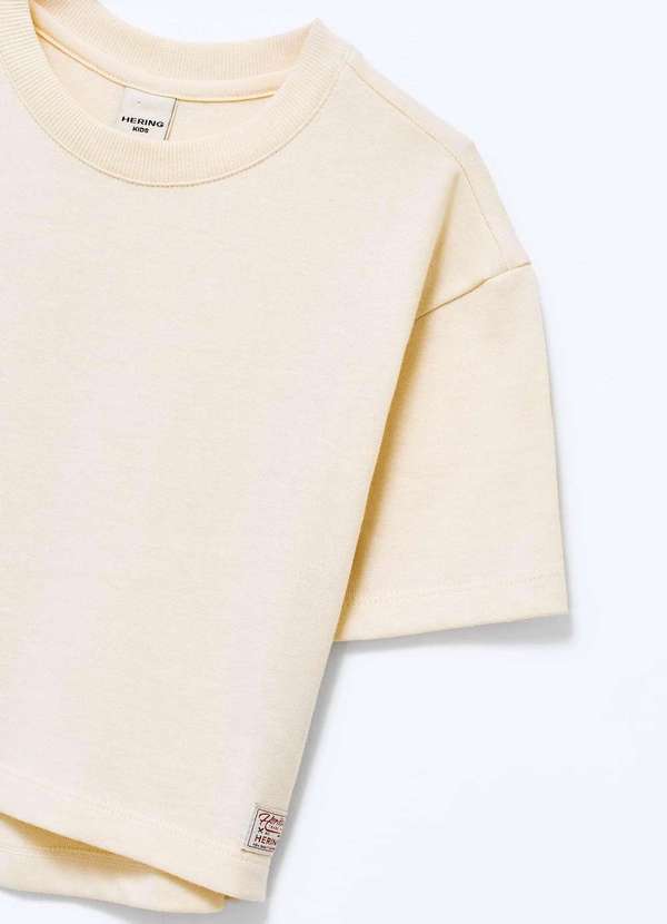 Hering - Blusa Infantil Menina Oversized em Malha Binada Bege 6