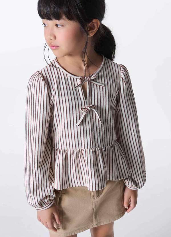 Hering - Blusa Infantil Menina Tecido Texturizado Fio Tinto Marrom