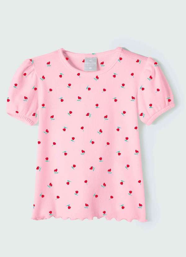 Hering - Blusa Infantil Menina Toddler Estampada Rosa