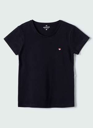 Hering - Blusa Menina Manga Curta Slim com Bordado - HERING