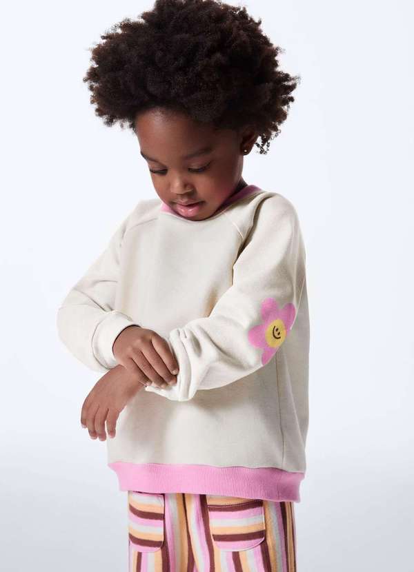 Hering - Blusao Infantil Menina de Moletom Peluciado Bege