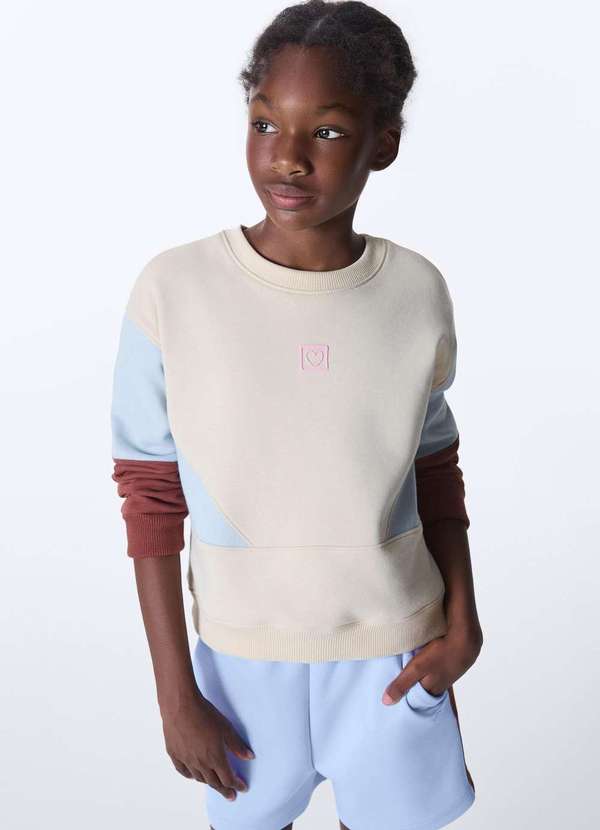 Hering - Blusao Infantil Menina em Moletom Peluciado Bege