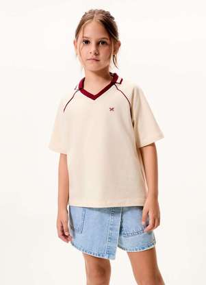 Hering - Camisa Polo Infantil Menina em Malha Binada - HERING
