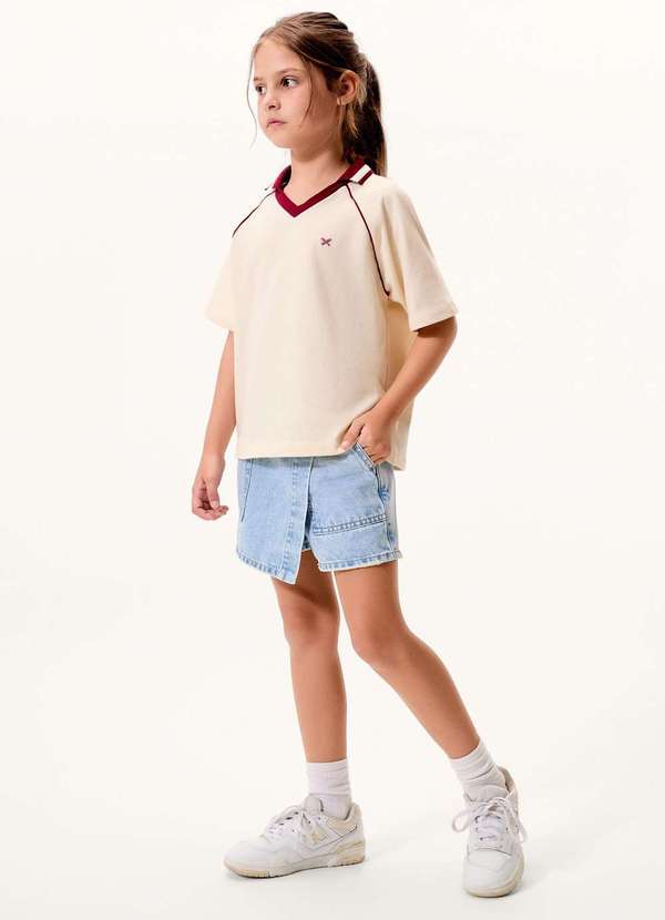 Hering - Camisa Polo Infantil Menina em Malha Binada Bege 3