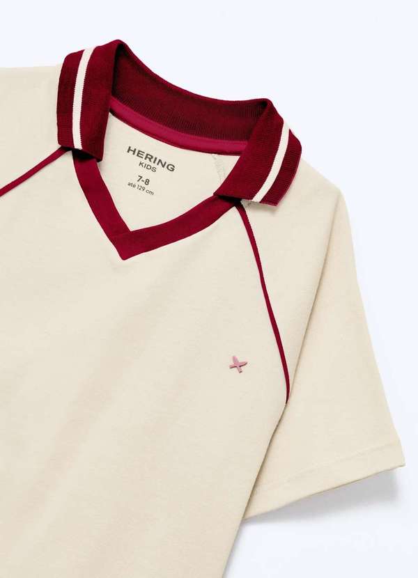 Hering - Camisa Polo Infantil Menina em Malha Binada Bege 5