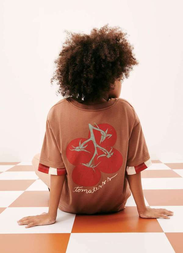 Hering - Camiseta Infantil Unissex Oversized Marrom