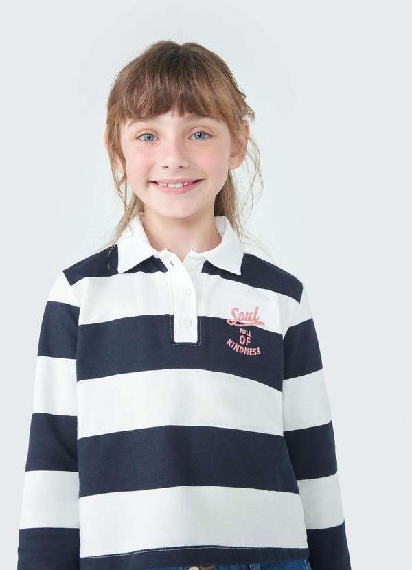 Hering - Camiseta Polo Infantil Menina com Bordado Azul 4