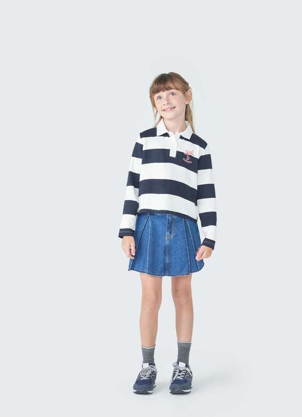 Hering - Camiseta Polo Infantil Menina com Bordado Azul 5