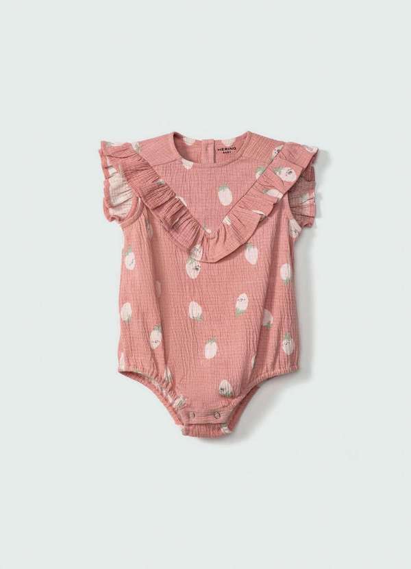 Hering - Body Regata Bebe Menina Estampado Rosa