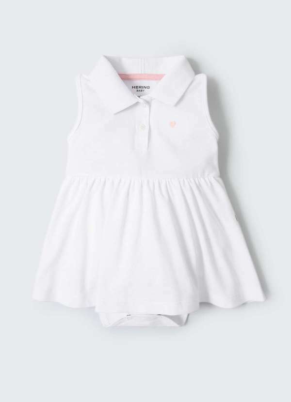 Hering - Vestido Body Bebe Menina Gola Polo Hering Kids Branco