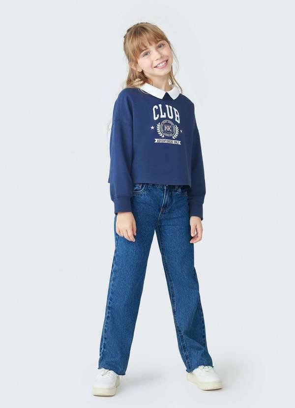 Hering - Calca Jeans Infantil Menina Reta Azul
