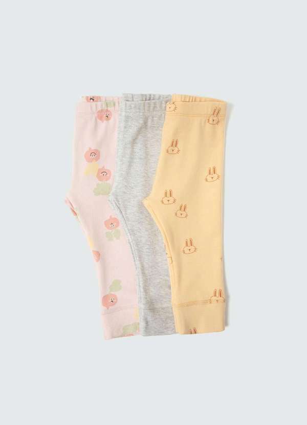 Hering - Kit com 3 Calcas Bebe Menina em Ribana Amarelo
