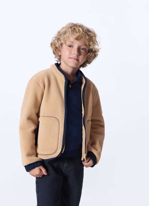 Hering - Jaqueta Infantil Gola Alta Bege