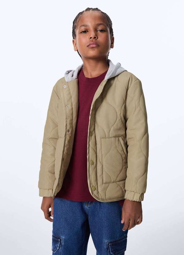 Hering - Jaqueta Infantil Matelasse com Capuz Bege