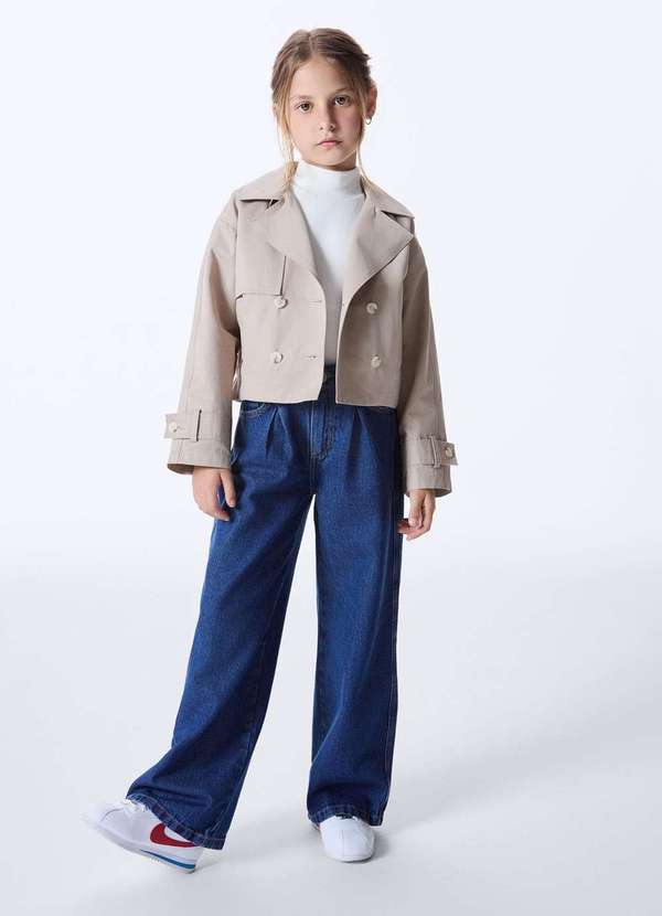 Hering - Jaqueta Infantil Menina Cropped em Nylon Bege 1