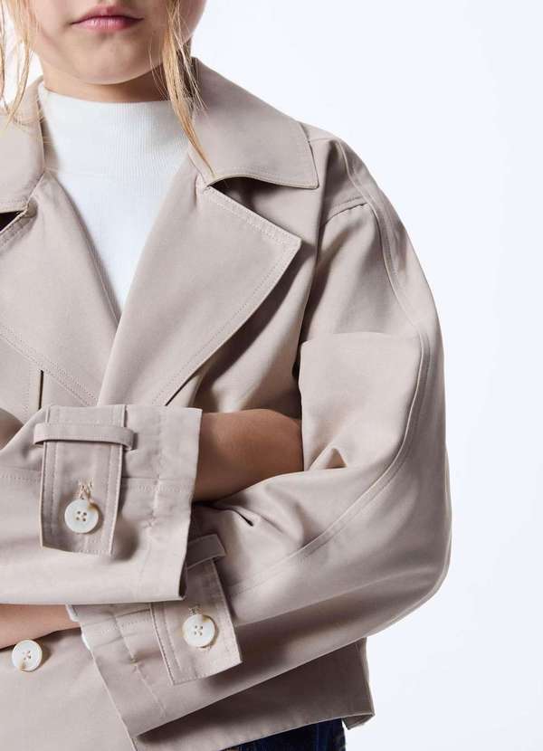 Hering - Jaqueta Infantil Menina Cropped em Nylon Bege 2