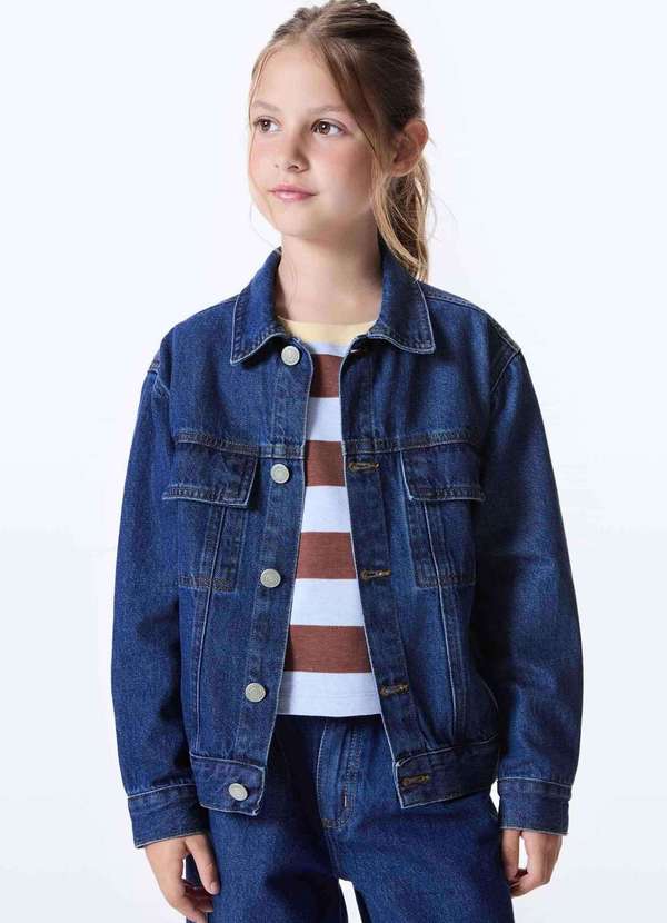 Hering - Jaqueta Infantil Oversized Jeans Azul