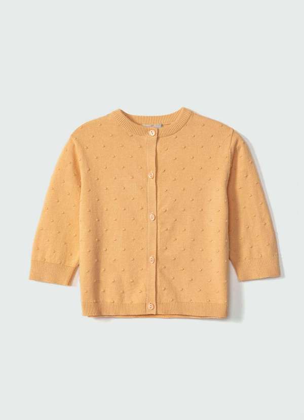 Hering - Casaco Bebe Menina Manga Longa em Trico Amarelo