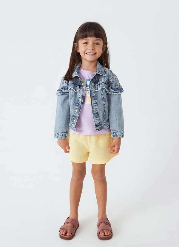 Hering - Jaqueta Jeans Infantil Menina Toddler com Babados Azul
