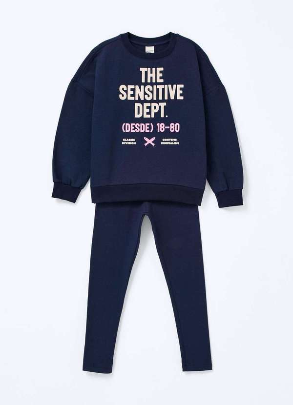 Hering - Conjunto Infantil Menina em Moletom Peluciado Azul