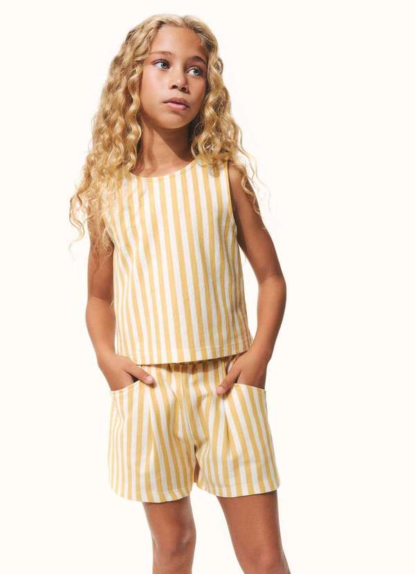 Hering - Conjunto Infantil Menina Fio Tinto Texturizado Amarelo