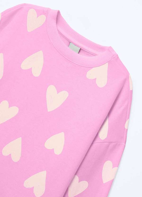 Hering - Conjunto Infantil Menina Oversized Estampado Rosa 3
