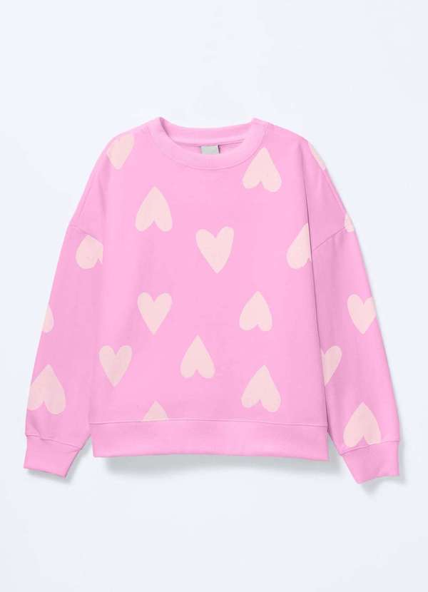 Hering - Conjunto Infantil Menina Oversized Estampado Rosa 7
