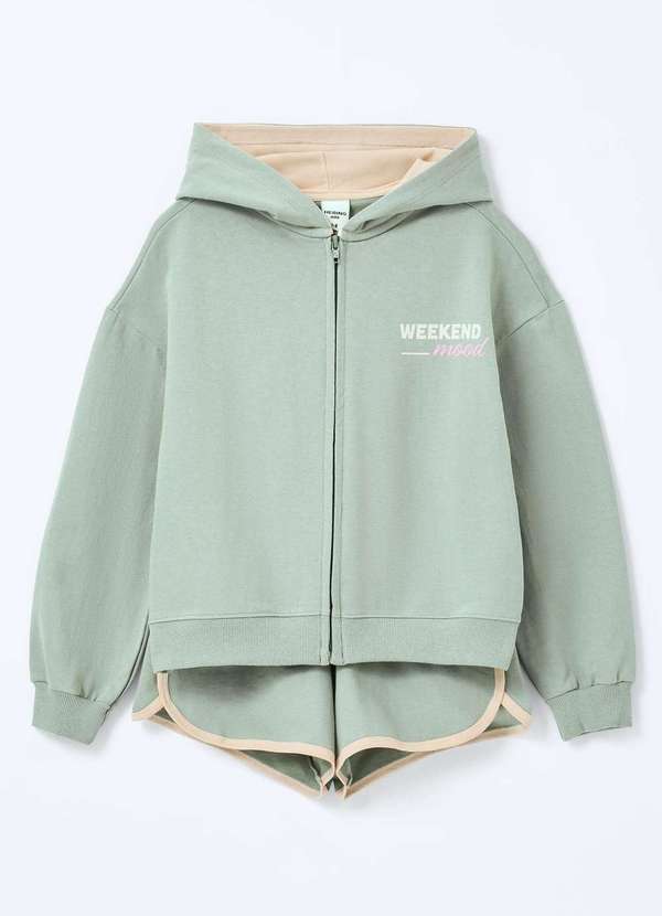 Hering - Conjunto Infantil Menina Regular Estampado Verde