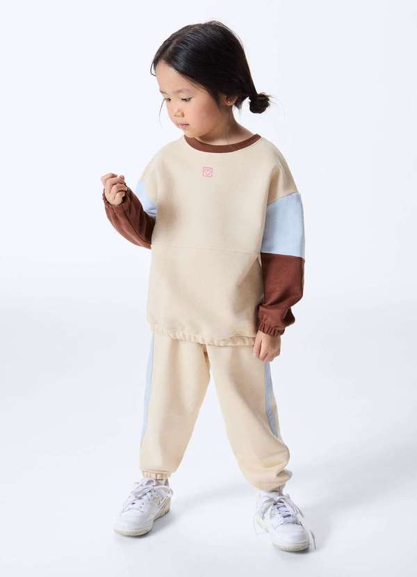 Hering - Conjunto Infantil Toddler Menina Regular Jogger Bege