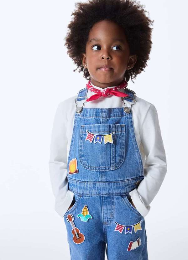 Hering - Jardineira Infantil Unissex Jeans Azul 6