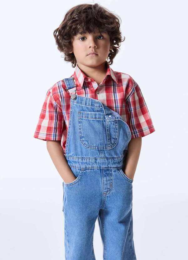 Hering - Jardineira Infantil Unissex Jeans Azul 9