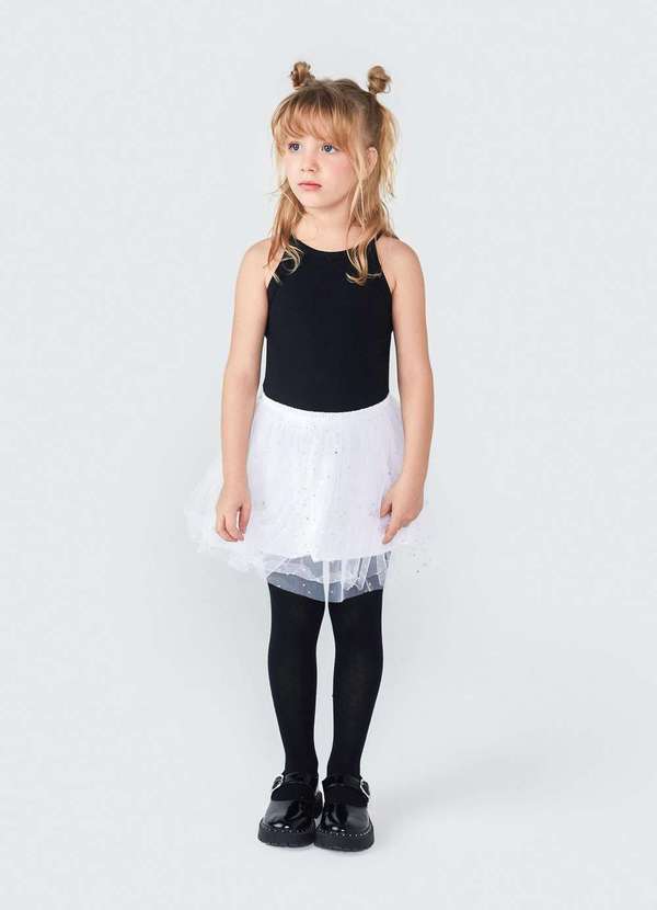 Hering - Saia Infantil de Tule com Brilhos Branco
