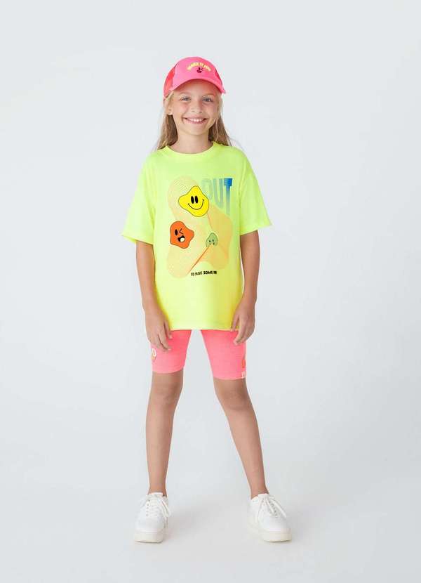 Hering - Bermuda Ciclista Infantil Menina em Neon Rosa