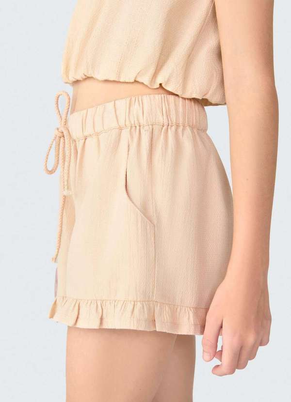 Hering - Shorts Infantil Menina com Babado Marrom 2