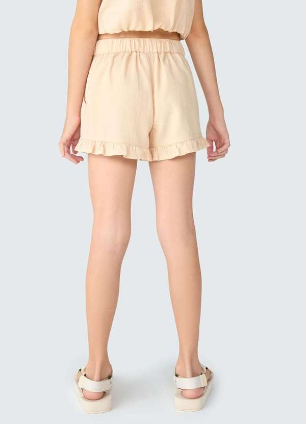 Hering - Shorts Infantil Menina com Babado Marrom 6