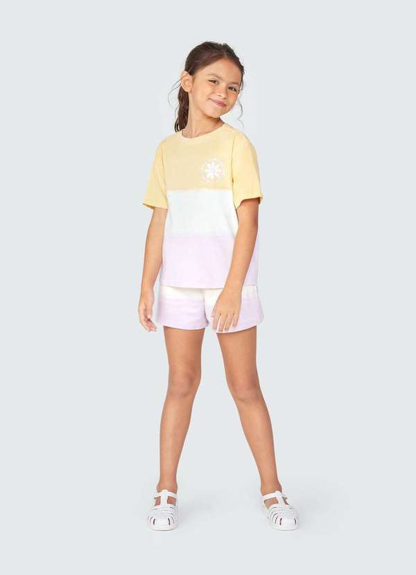 Hering - Shorts Infantil Menina em Moletinho Dip Dye Roxo