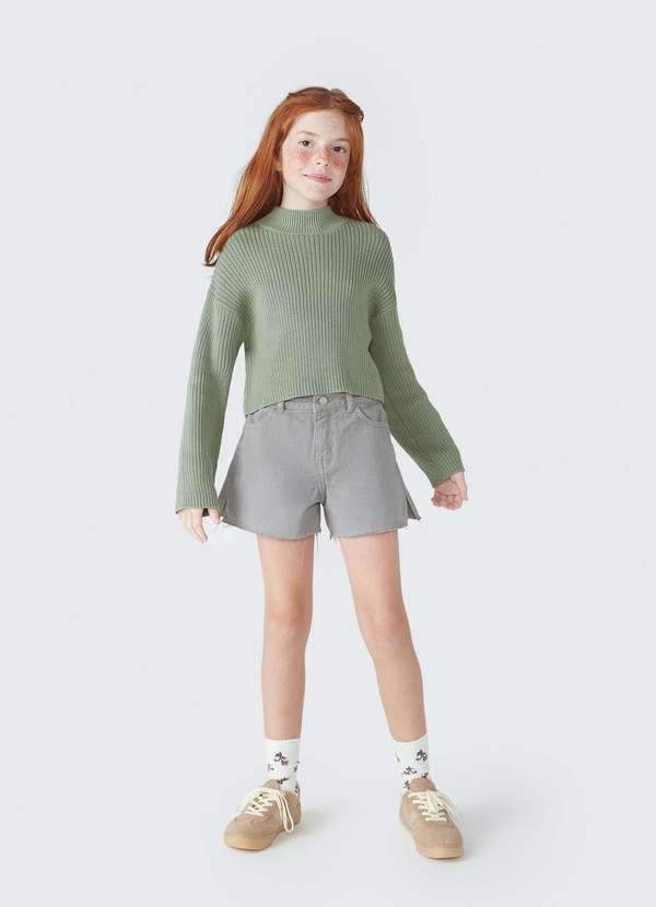 Hering - Shorts Infantil Menina em Sarja Colorido Cinza 1