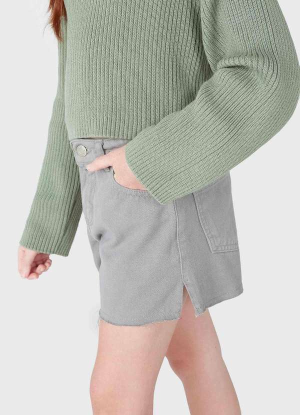 Hering - Shorts Infantil Menina em Sarja Colorido Cinza 2