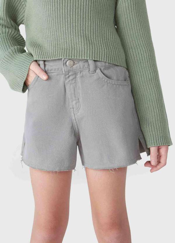 Hering - Shorts Infantil Menina em Sarja Colorido Cinza 4
