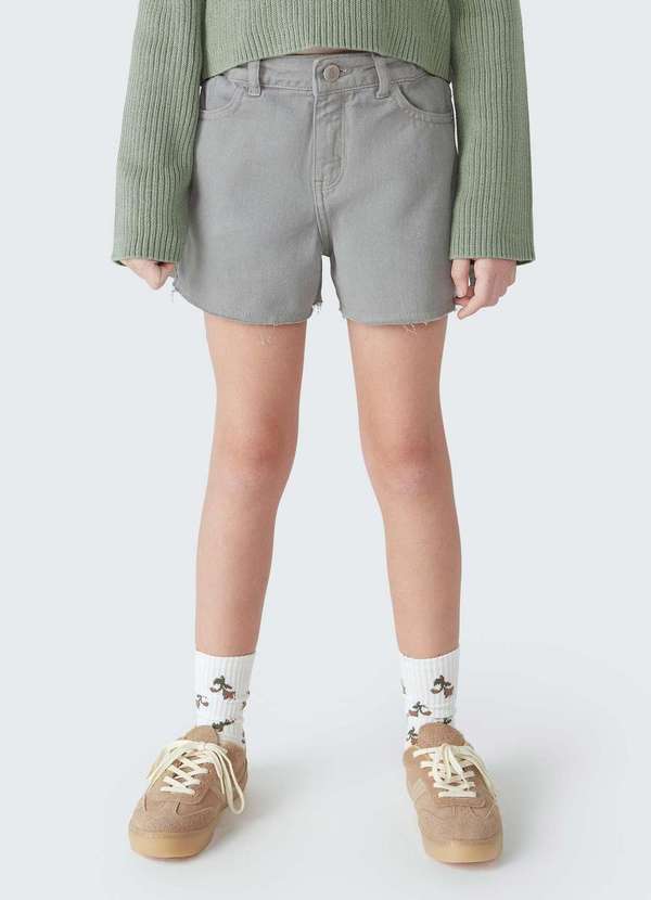 Hering - Shorts Infantil Menina em Sarja Colorido Cinza 6