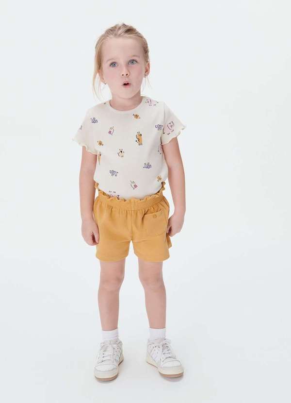 Hering - Shorts Infantil Menina Toddler em Moletom Amarelo