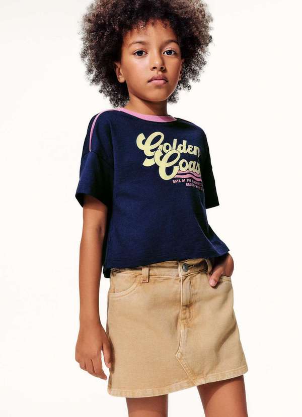 Hering - Shorts Saia Infantil em Sarja Estonada Bege