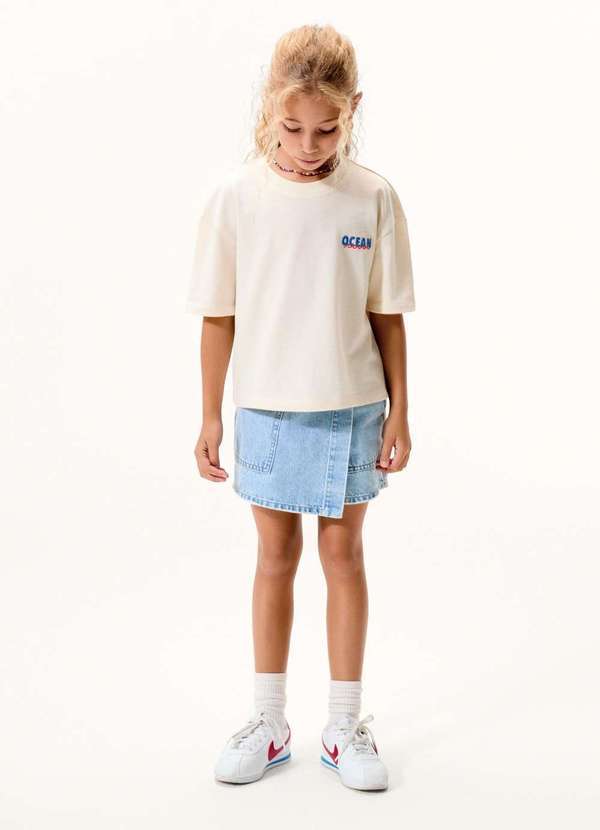 Hering - Shorts Saia Infantil Menina Jeans Azul